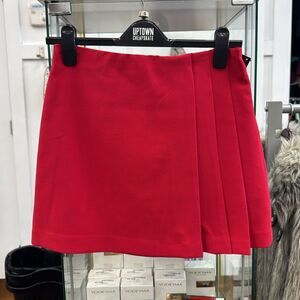 Alice + Olivia Vibrant Red A-Line Skirt